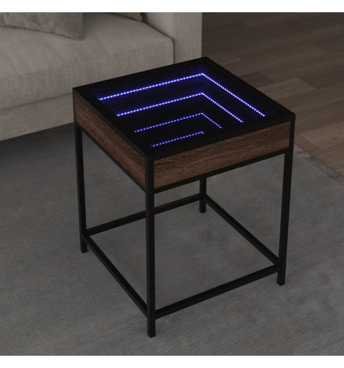 Table basse avec LED Infinity chêne marron 40x40x51 cm | Mobilier & Déco