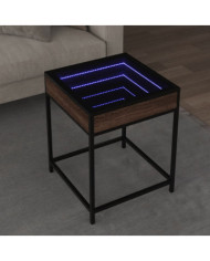 Table basse avec LED Infinity chêne marron 40x40x51 cm | Mobilier & Déco