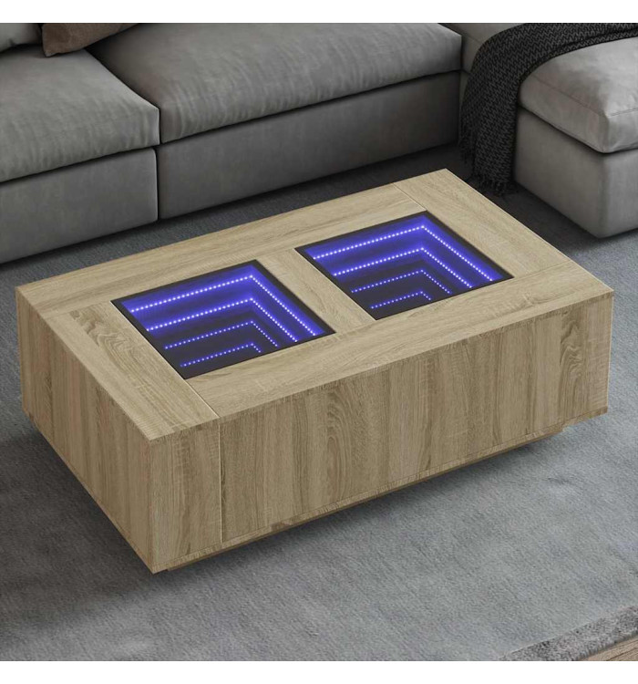 Table basse avec LED infini chêne sonoma 116x69x40 cm | Mobilier & Déco