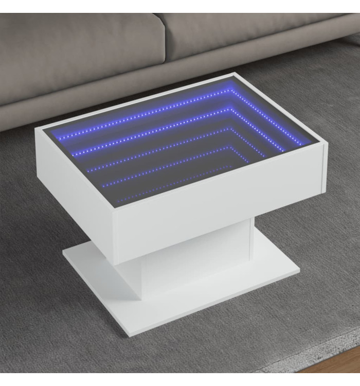 Table basse avec LED blanc 70x50x45 cm bois d'ingénierie | Mobilier & Déco