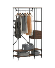 Porte-vêtements avec étagères chêne marron bois d'ingénierie | Mobilier & Déco