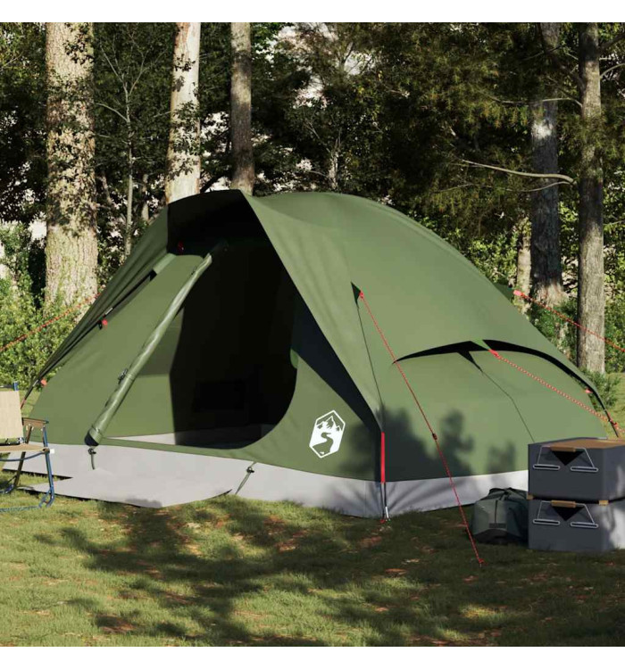 Tente de camping à dôme 4 personnes vert olive imperméable | Mobilier & Déco