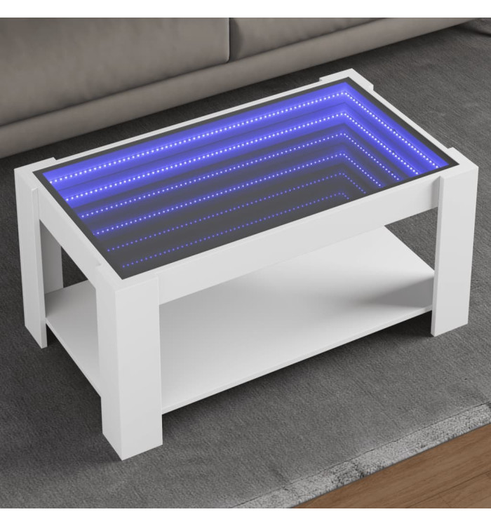 Table basse avec LED blanc 93x53x45 cm bois d'ingénierie | Mobilier & Déco