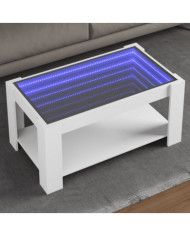 Table basse avec LED blanc 93x53x45 cm bois d'ingénierie | Mobilier & Déco