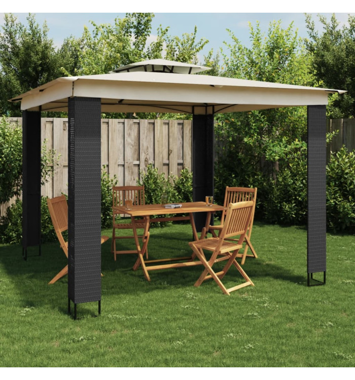 Tonnelle à double toit crème 2,94x2,94 m acier | Mobilier & Déco