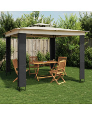 Tonnelle à double toit crème 2,94x2,94 m acier | Mobilier & Déco
