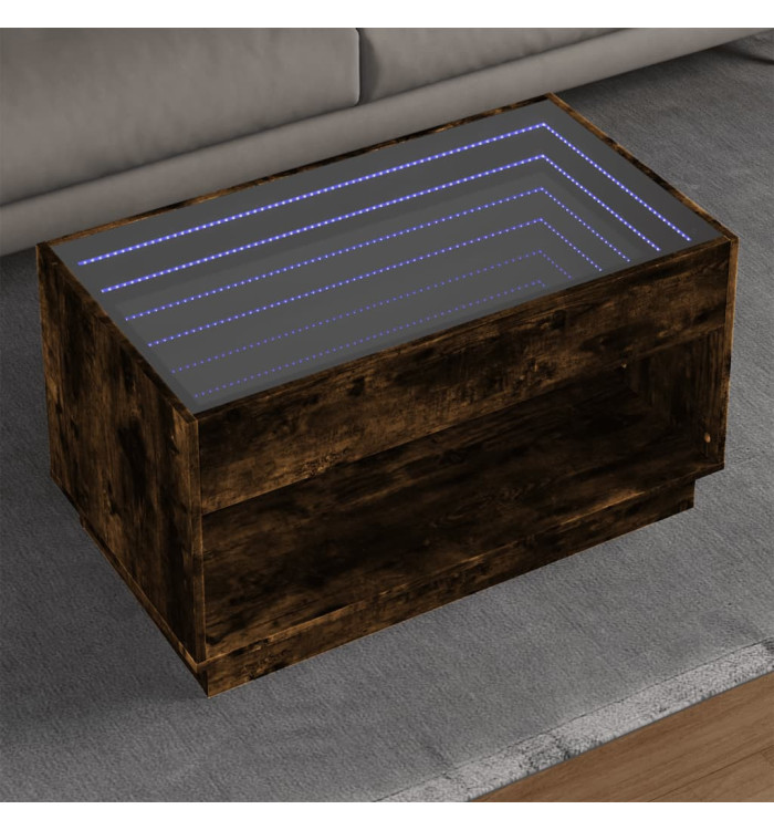 Table basse avec LED infini chêne fumé 90x50x50 cm | Mobilier & Déco