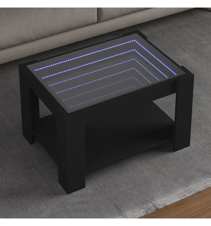 Table basse avec LED noir 73x53x45 cm bois d'ingénierie | Mobilier & Déco