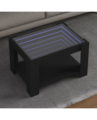 Table basse avec LED noir 73x53x45 cm bois d'ingénierie | Mobilier & Déco