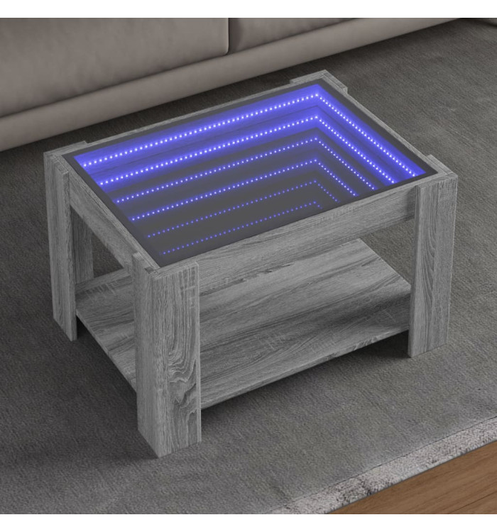 Table basse avec LED sonoma gris 73x53x45 cm bois d'ingénierie | Mobilier & Déco
