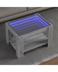 Table basse avec LED sonoma gris 73x53x45 cm bois d'ingénierie | Mobilier & Déco