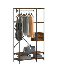 Porte-vêtements avec étagères chêne fumé bois d'ingénierie | Mobilier & Déco