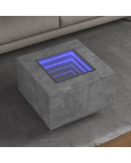 Table basse avec LED gris béton 60x60x40 cm bois d'ingénierie | Mobilier & Déco