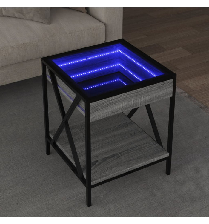 Table basse avec LED Infinity sonoma gris 40x40x49 cm | Mobilier & Déco