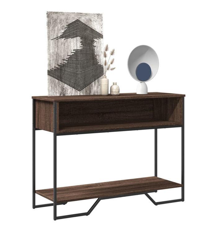 Table console chêne marron 100x35x74,5 cm bois d'ingénierie | Mobilier & Déco