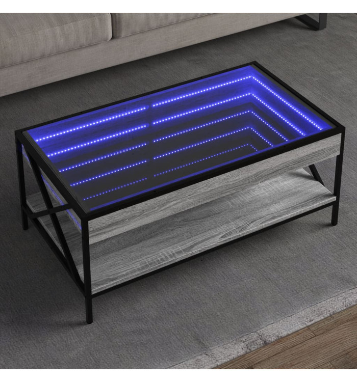 Table basse avec LED infini sonoma gris 90x50x38 cm | Mobilier & Déco