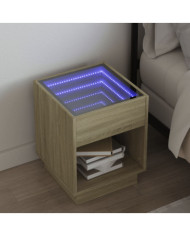Table de chevet avec LED infini chêne sonoma 40x40x50 cm | Mobilier & Déco