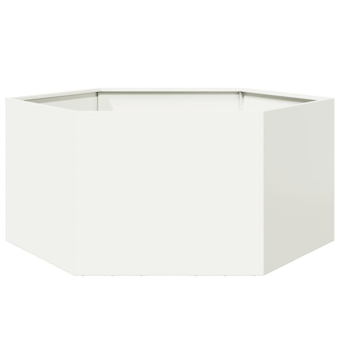 Jardinière blanc hexagone 104x90x45 cm acier | Mobilier & Déco