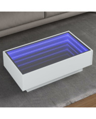 Table basse avec LED blanc 90x50x30 cm bois d'ingénierie | Mobilier & Déco
