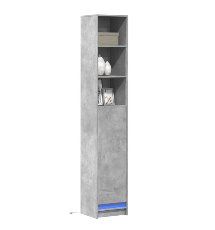 Buffet avec LED gris béton 36x32,5x200 cm bois d'ingénierie | Mobilier & Déco