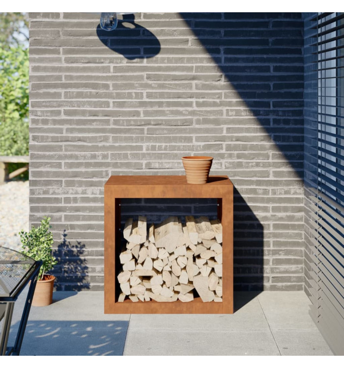 Étagère à bois 60x40x60 cm acier résistant aux intempéries | Mobilier & Déco