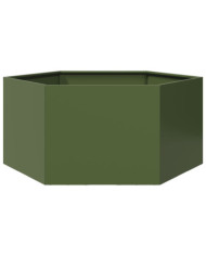 Jardinière vert olive hexagone 104x90x45 cm acier | Mobilier & Déco