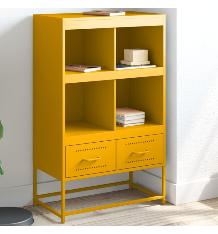 Buffet haut jaune moutarde 68x39x111,5 cm acier | Mobilier & Déco