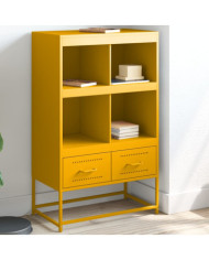 Buffet haut jaune moutarde 68x39x111,5 cm acier | Mobilier & Déco