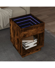 Table basse avec LED infini chêne fumé 40x40x50 cm | Mobilier & Déco