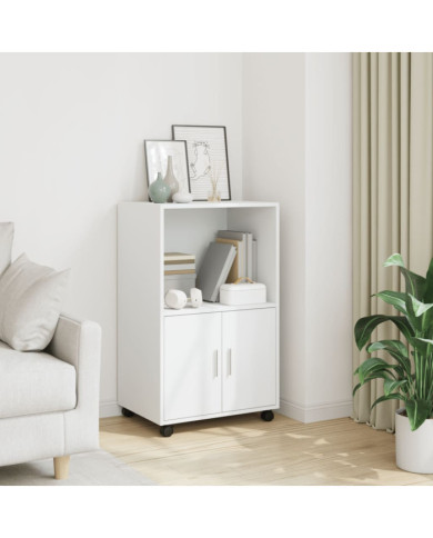 Armoire à roulettes blanc 55x40x91 cm bois d’ingénierie | Mobilier & Déco