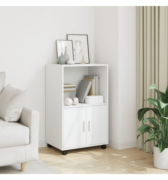 Armoire à roulettes blanc 55x40x91 cm bois d’ingénierie | Mobilier & Déco