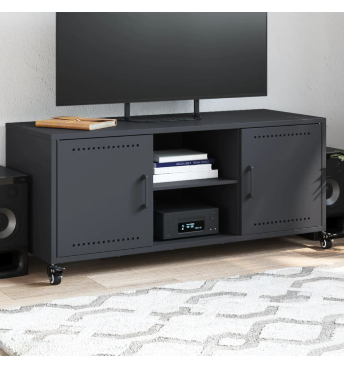 Meuble TV anthracite 100,5x39x43,5 cm acier | Mobilier & Déco