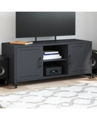 Meuble TV anthracite 100,5x39x43,5 cm acier | Mobilier & Déco