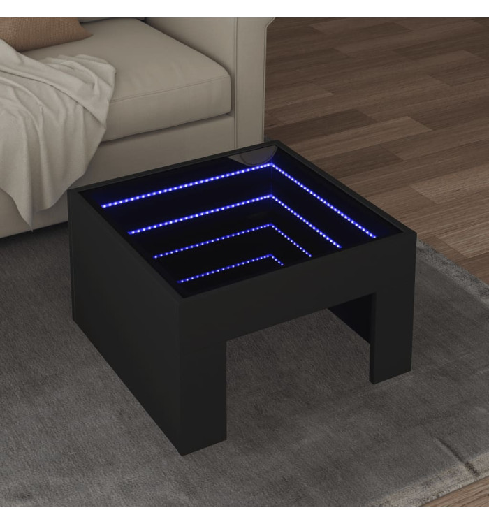 Table basse avec LED infini noir 50x50x30 cm | Mobilier & Déco
