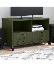 Meuble TV vert olive 68x39x43,5 cm acier | Mobilier & Déco