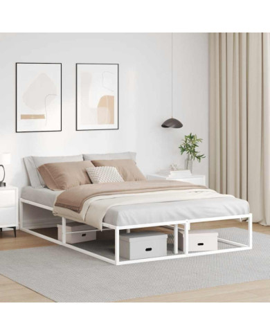Cadre de lit sans matelas blanc 140x200 cm métal | Mobilier & Déco
