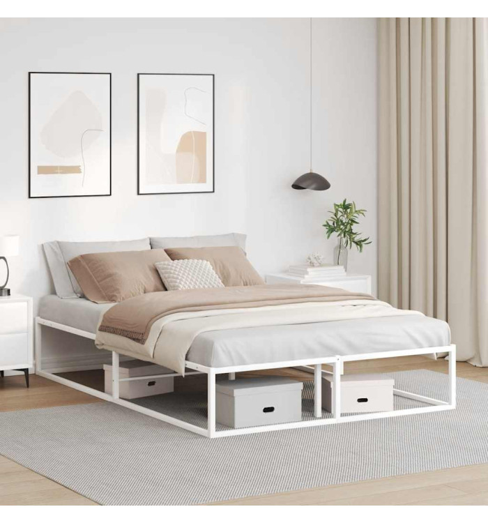 Cadre de lit sans matelas blanc 140x200 cm métal | Mobilier & Déco