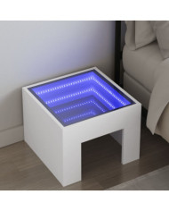 Table de chevet avec LED infini blanc 40x40x30 cm | Mobilier & Déco
