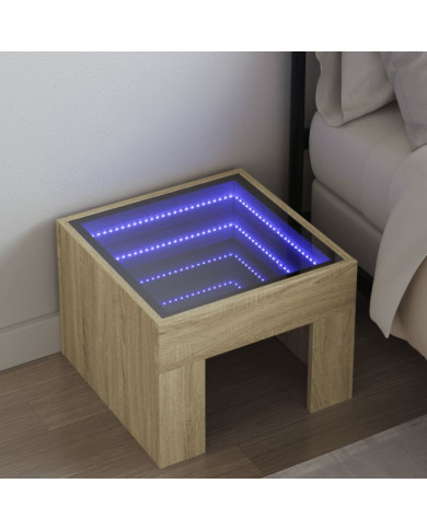 Table de chevet avec LED infini chêne sonoma 40x40x30 cm | Mobilier & Déco