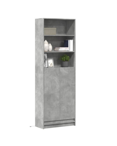 Buffet haut avec LED gris béton 69x32,5x200cm bois d’ingénierie | Mobilier & Déco