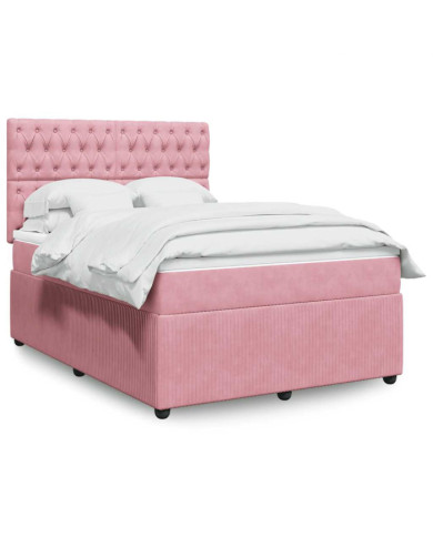 Sommier à lattes de lit avec matelas Rose 140x200 cm Velours | Mobilier & Déco