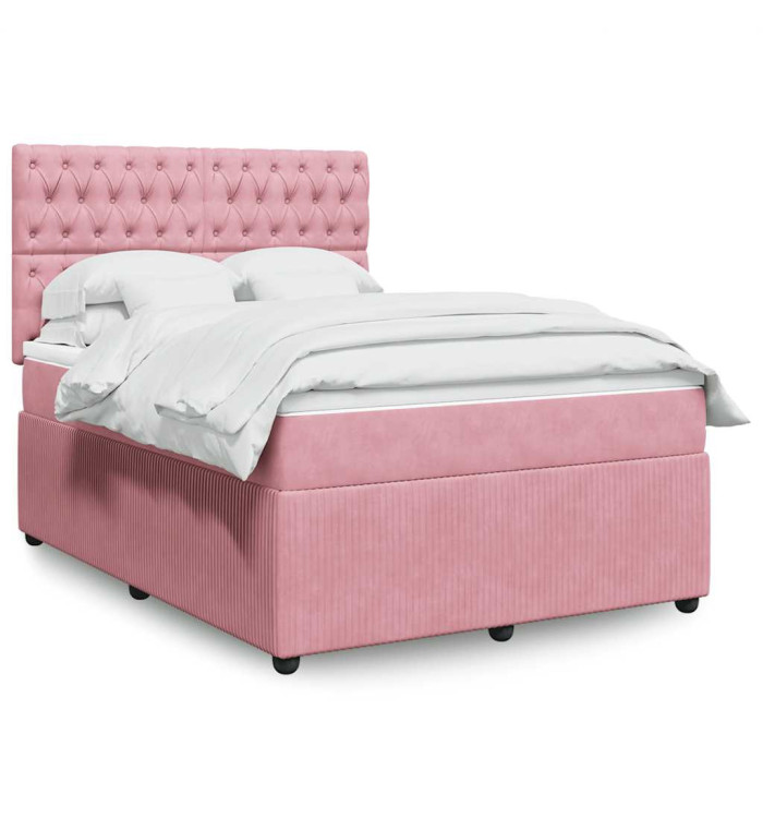 Sommier à lattes de lit avec matelas Rose 140x200 cm Velours | Mobilier & Déco