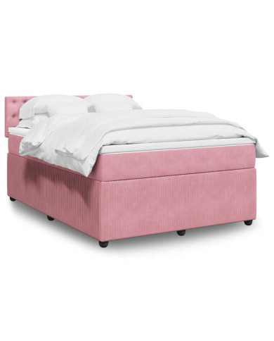 Sommier à lattes de lit avec matelas Rose 140x200 cm Velours | Mobilier & Déco