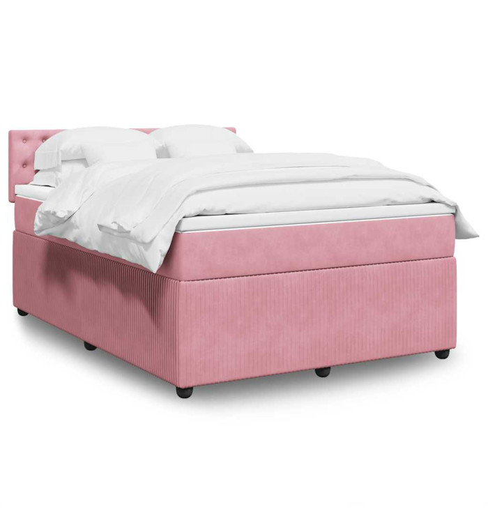 Sommier à lattes de lit avec matelas Rose 140x200 cm Velours | Mobilier & Déco