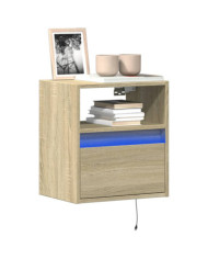 Meubles TV muraux lumières LED 2 pcs chêne sonoma 41x31x45 cm | Mobilier & Déco