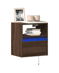 Meubles TV muraux lumières LED 2 pcs chêne marron 41x31x45 cm | Mobilier & Déco