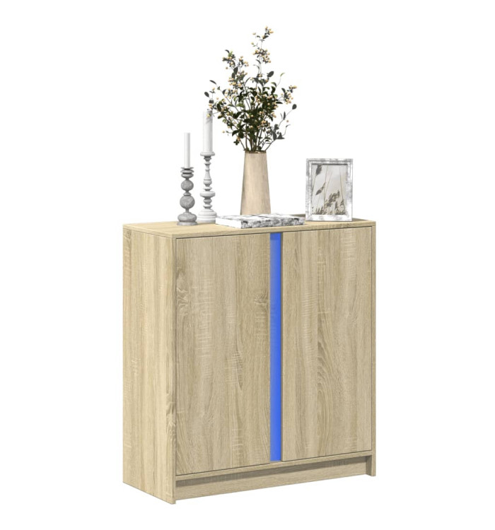 Buffet avec LED chêne sonoma 77x34x85 cm bois d'ingénierie | Mobilier & Déco