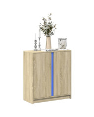 Buffet avec LED chêne sonoma 77x34x85 cm bois d'ingénierie | Mobilier & Déco