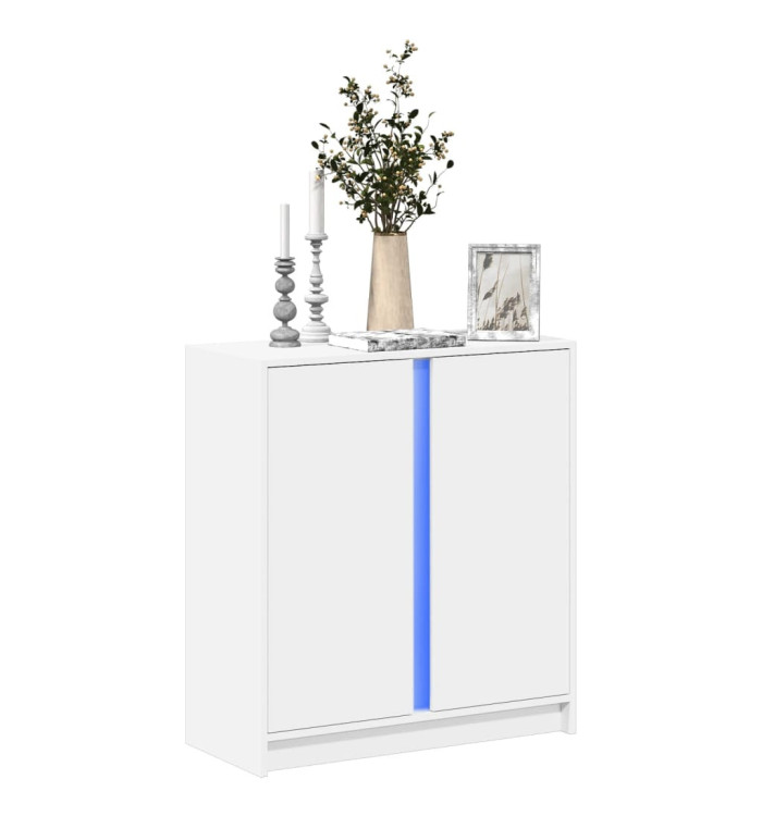 Buffet avec LED blanc 77x34x85 cm bois d'ingénierie | Mobilier & Déco