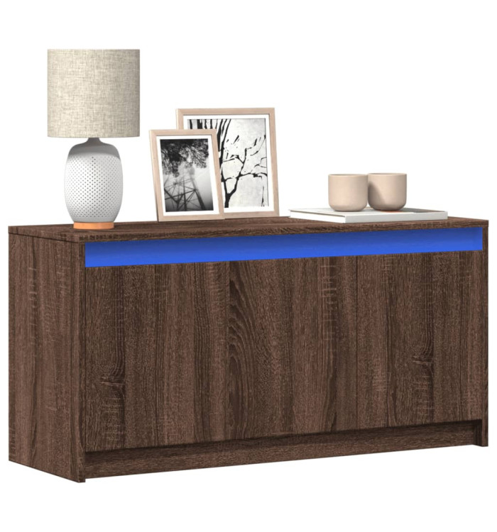 Meuble TV avec LED chêne marron 100x34x50 cm bois d'ingénierie | Mobilier & Déco